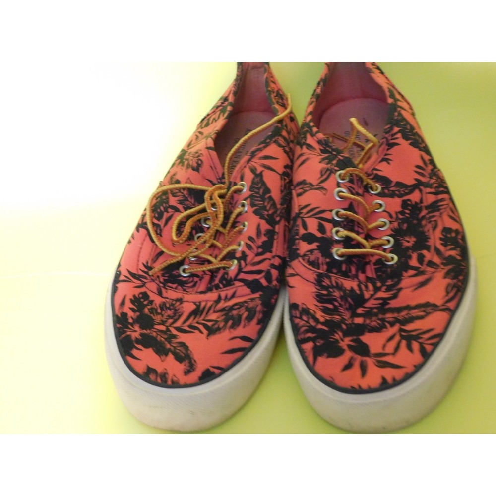 Mens American Eagle Outfitters Canvas Lace Up Red/Blue leaves Shoes sz 11